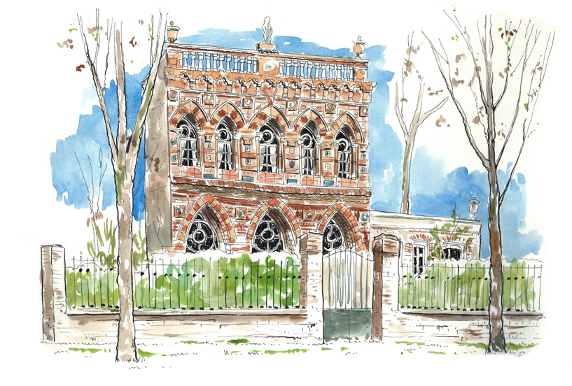 Pavillon Doulton, aquarelle de Maisons-Laffitte par Yves Damin