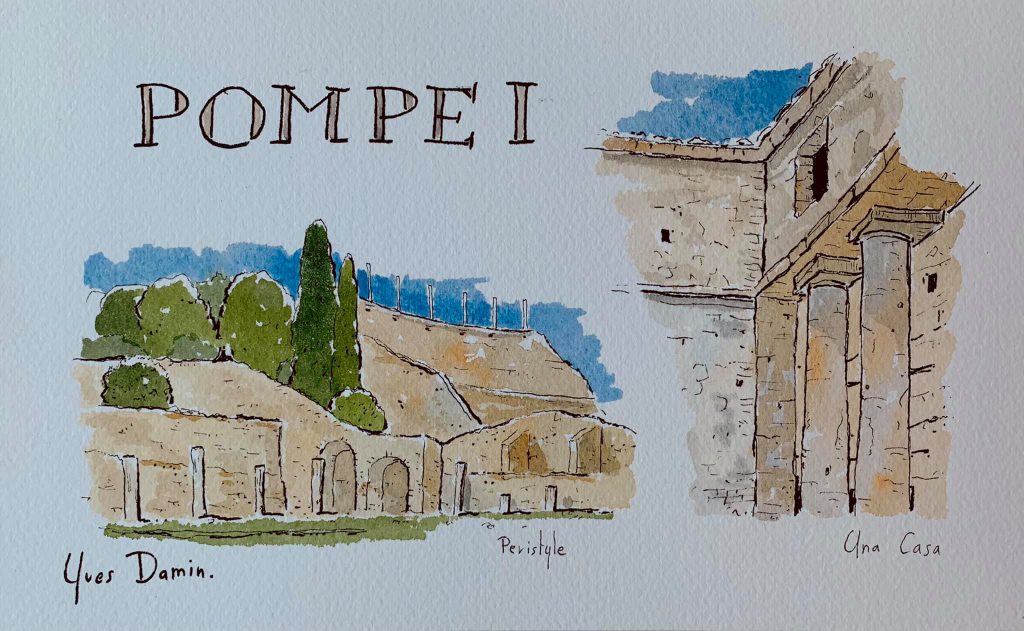 original watercolor of Pompei