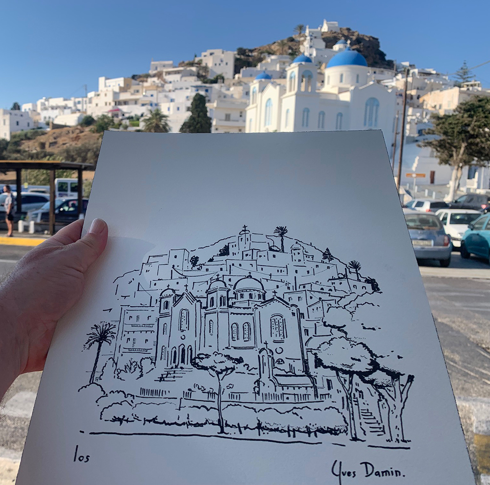 dessin à l'encre de chine cyclades