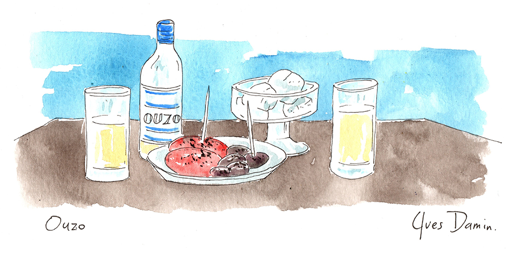 aquarelle Grèce ouzo